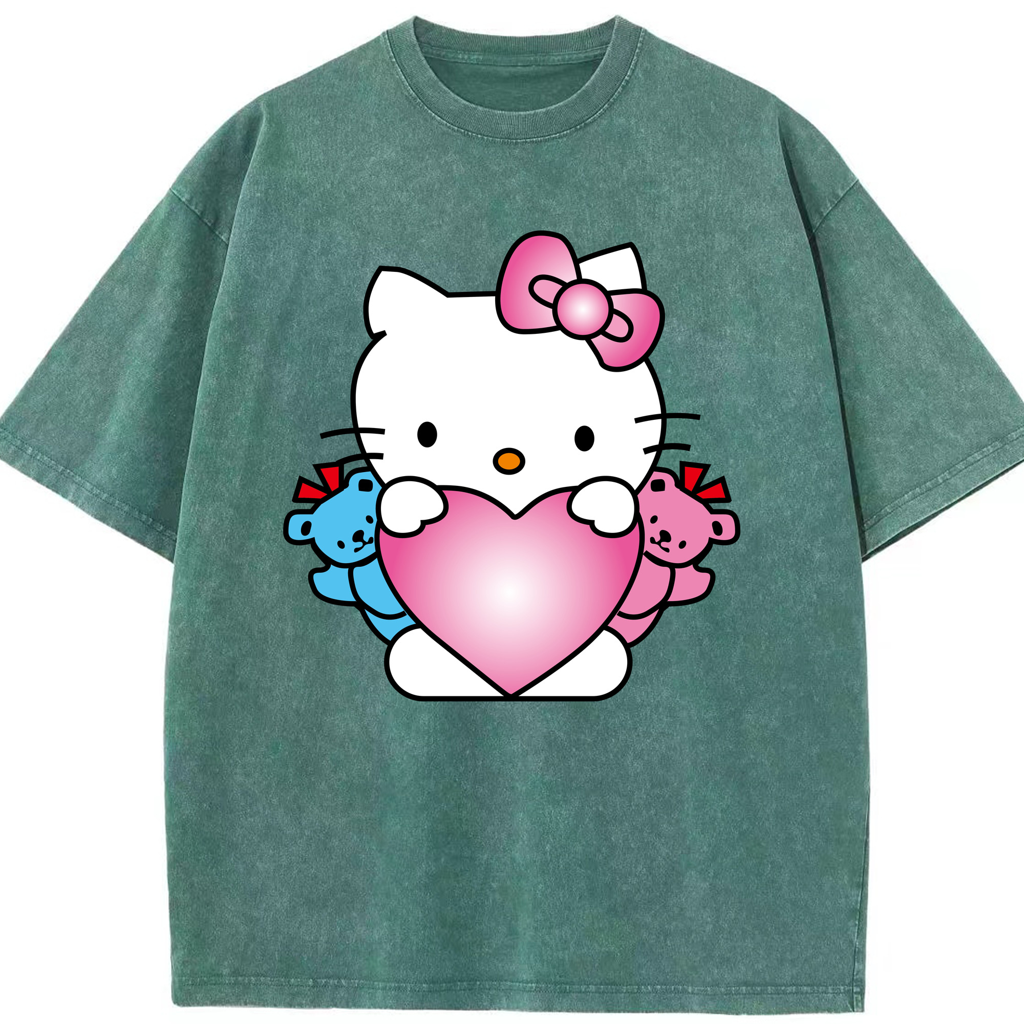 （画像用） Hello Kitty ハローキティ 綿100% ヴィンテージ風 半袖Tシャツ（フロントプリント）